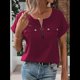 thumbnail image 3 of Blusa con Cremallera para Mujer, de Poliéster, con Botones y Corta, Ideal para el Tiempo Libre, Color Burdeos, Talla S, 3 of 6