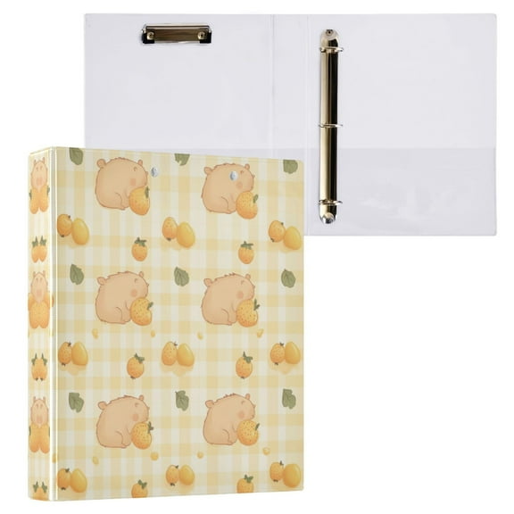 Light Brown Capybara 3 Ring Hardcover Binders 1.5in Round Rings for Letter-Size Folder Paper Organizer Pockets for Office Student Recipe