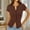 Brown, variant on Womens Shirts Summer New Women's Casual and Fashionable Short Sleeved Tops Lightweight Cardigan Short Cut Shirt Button up Fashion Trend Tops Style B-32 Red XL