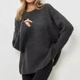 thumbnail image 2 of Womens Sweaters Crewneck Sweaters Fall Winter Loose Solid Color Casual Inner Knitwear Sweater Grey M, 2 of 4