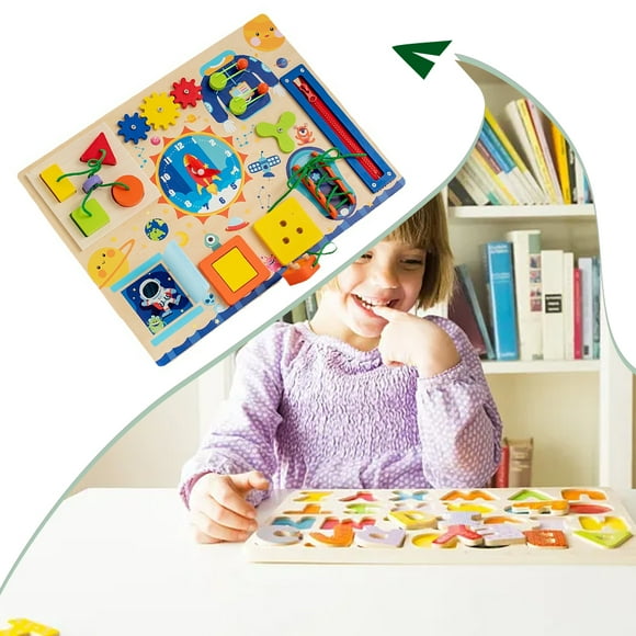Ruiboury Wood Enjoy Safe Playtime Built-to-Last Busy Board Toy For Kids Gift Of Learning Baby Busy Board