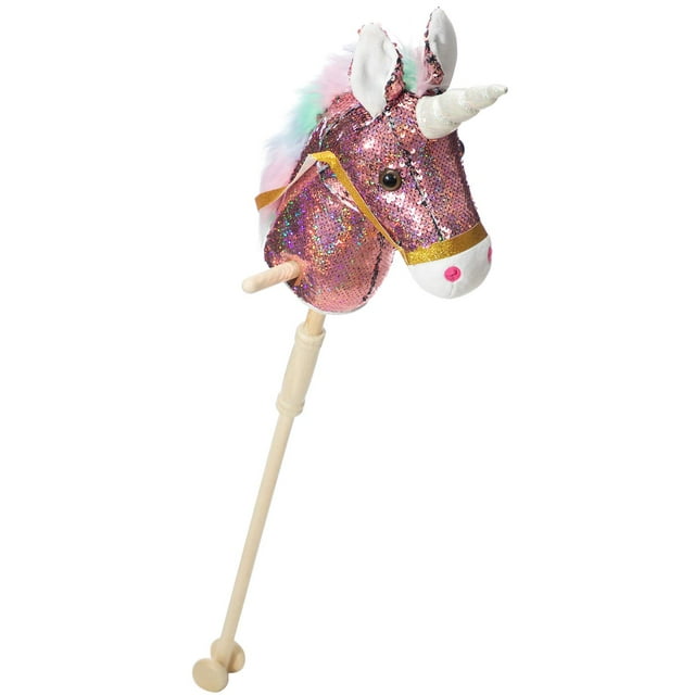 Lentejuela de peluche con forma de unicornio, diseño de caballo, hollyhome, con sonido, 91 cm