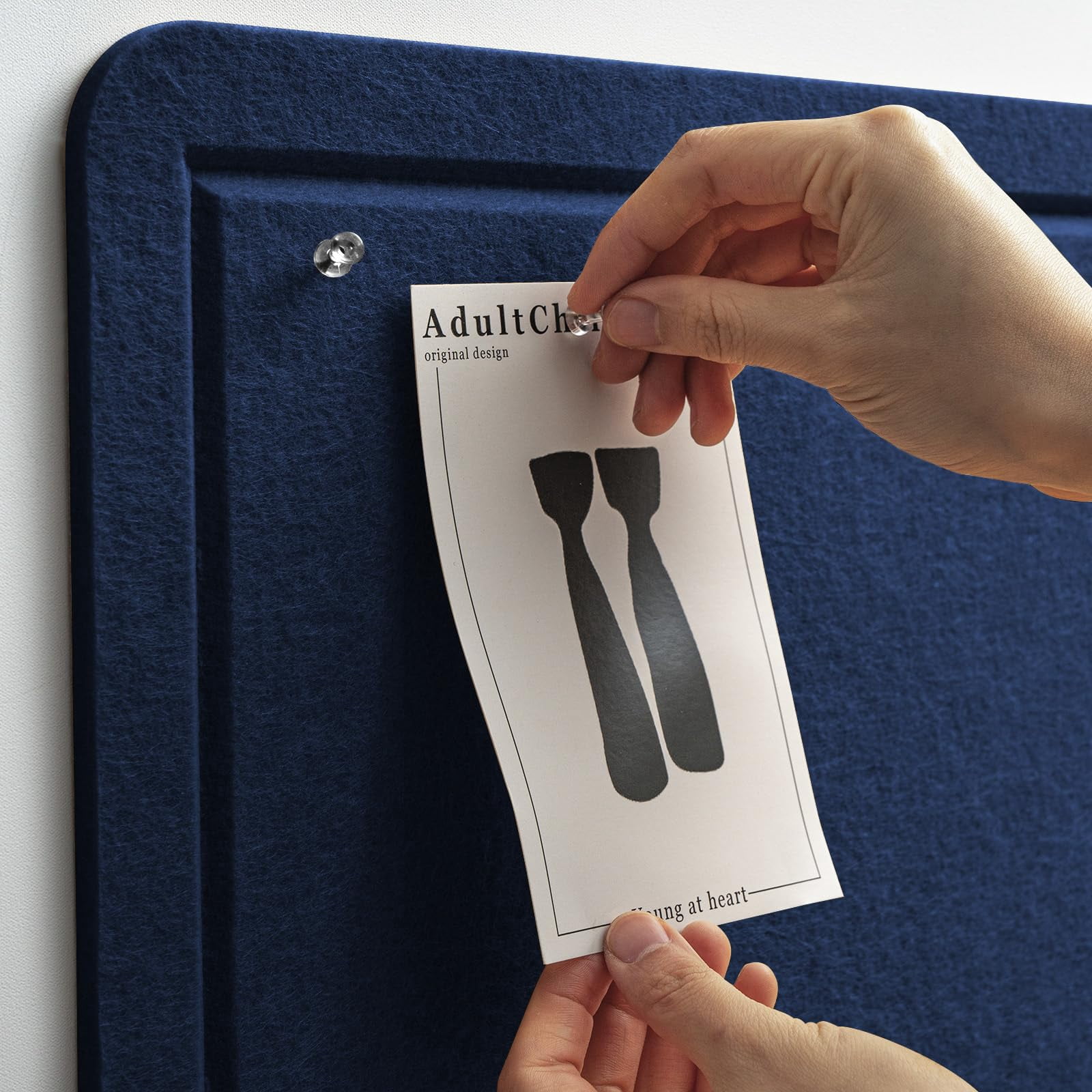 Bulletin Board  24 X 18 Inches Felt Decorative Pin Cork Alternative For Wall Foldable Photo Self-adhesive Vision With 20 Pushpins - Dark Blue