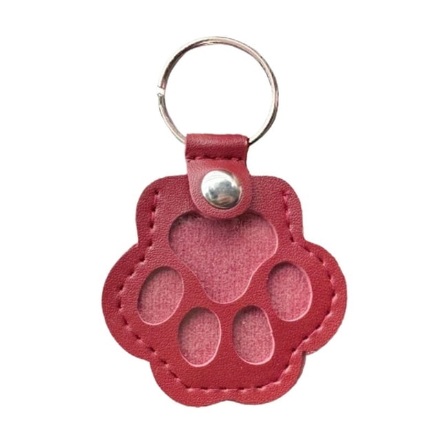 Pet Hair Keepsake, Paw-Shaped Leather Memorial Keyring for Dogs/Cats, Fur Storage Pendant