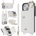 thumbnail image 2 of for iPhone 13 Mini Case Wallet with Strap for Women,Crossbody Lanyard and Wristlet Strap,Zipper Pocket,Credit Card Holder,Ring Stand,RFID Blocking Phone Wallet Cases(5.4 inch,White), 2 of 18