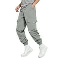 thumbnail image 1 of Pantalones cargo para hombre con cordón elástico en la cintura, pierna recta, bolsillos laterales y traseros, poliéster ligero, para uso informal/deportes al aire libre, tallas S-XXL, 1 of 5