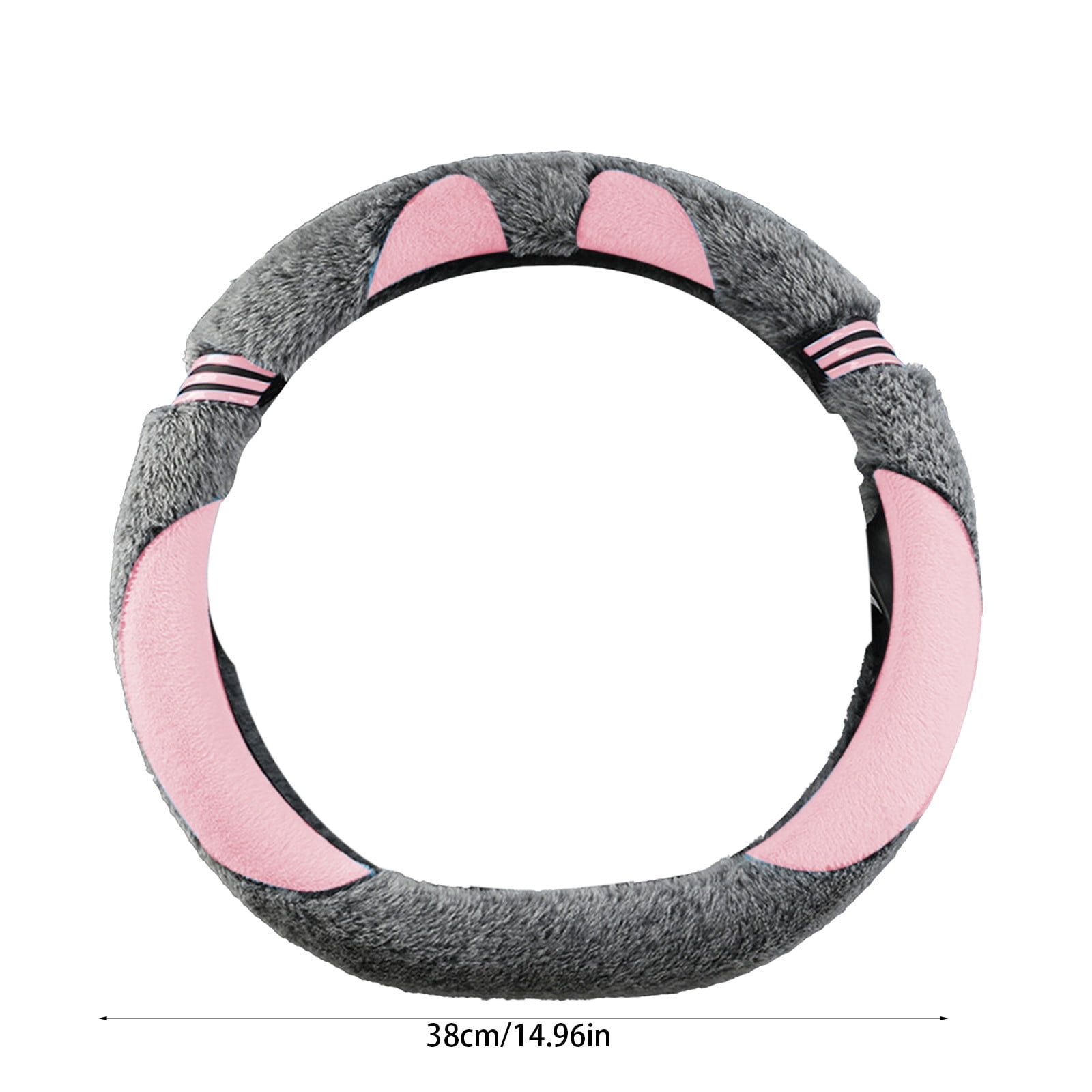 Kbndieu Car Steering Wheel Cover Women Man, Fluffy Plush for Winter Warm, Fuzzy Steering Wheel Protector, Universal 14-15 Inch, Soft & Non-Slip, Lovely Decor Winter Car Accessories (Pink)