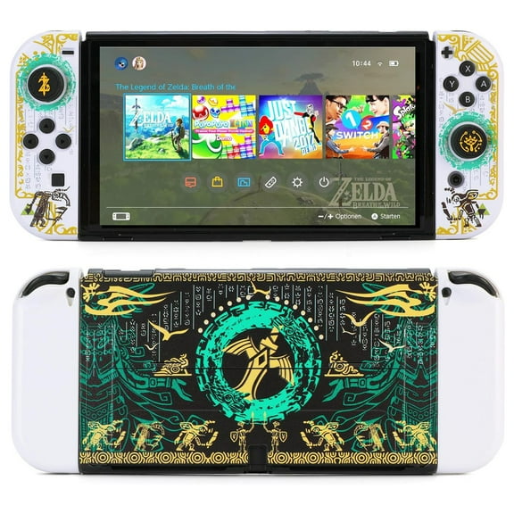 Protective Case for Nintendo Switch & Switch OLED, Dockable Hard Shell Shockproof Cover Joycons Skin with Thumb Grips Caps-for Switch OLED