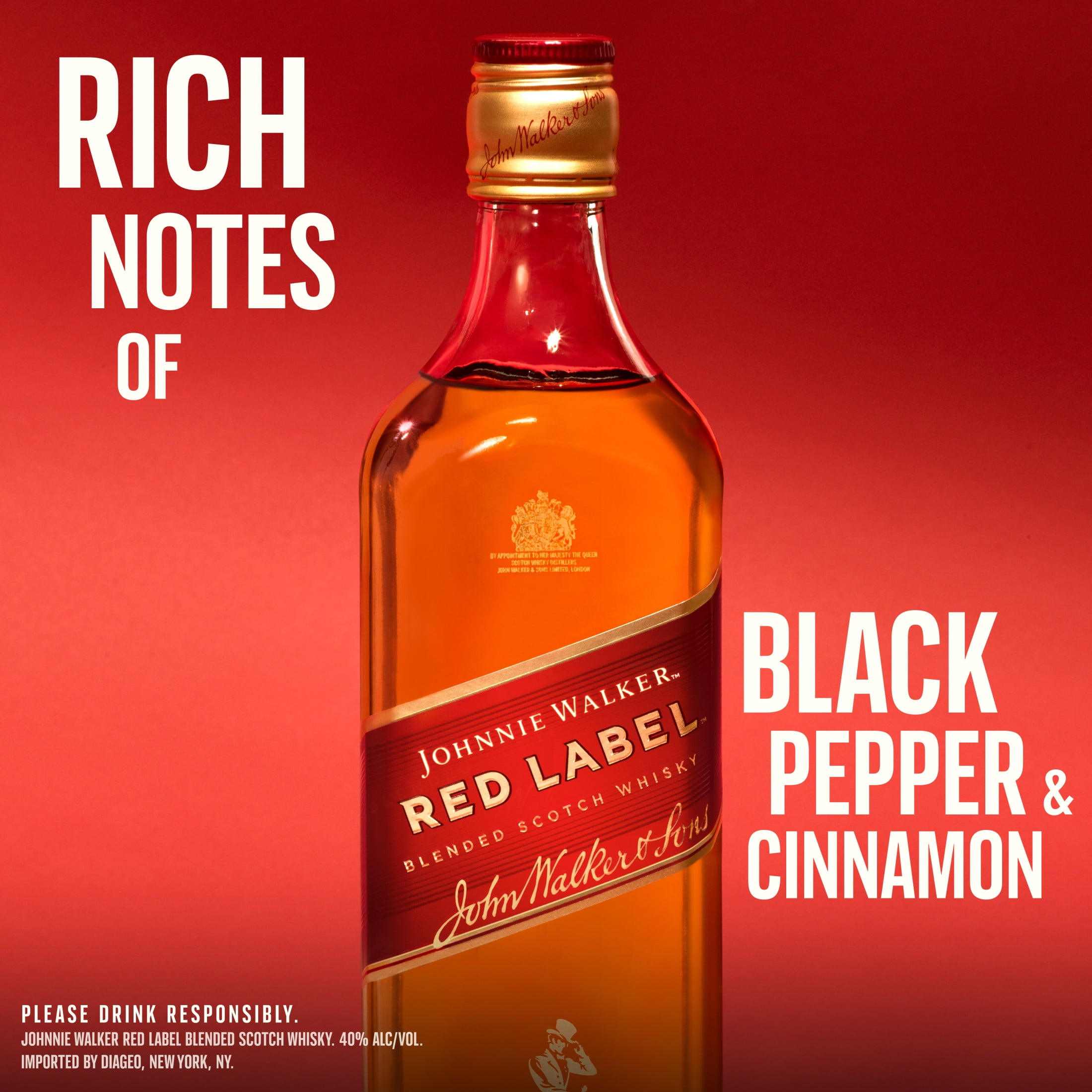 Johnnie Walker Red Label Blended Scotch Whisky, 750 ml, 40% ABV