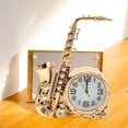thumbnail image 1 of COMPUKAS Horloge de Bureau Vintage Style Européen Rétro en Forme de Saxophone Doré, 1 of 6