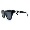 thumbnail image 6 of Womens Oversized Thick Plastic Cat Eye Rectangular Fashion Sunglasses All Black, 6 of 8