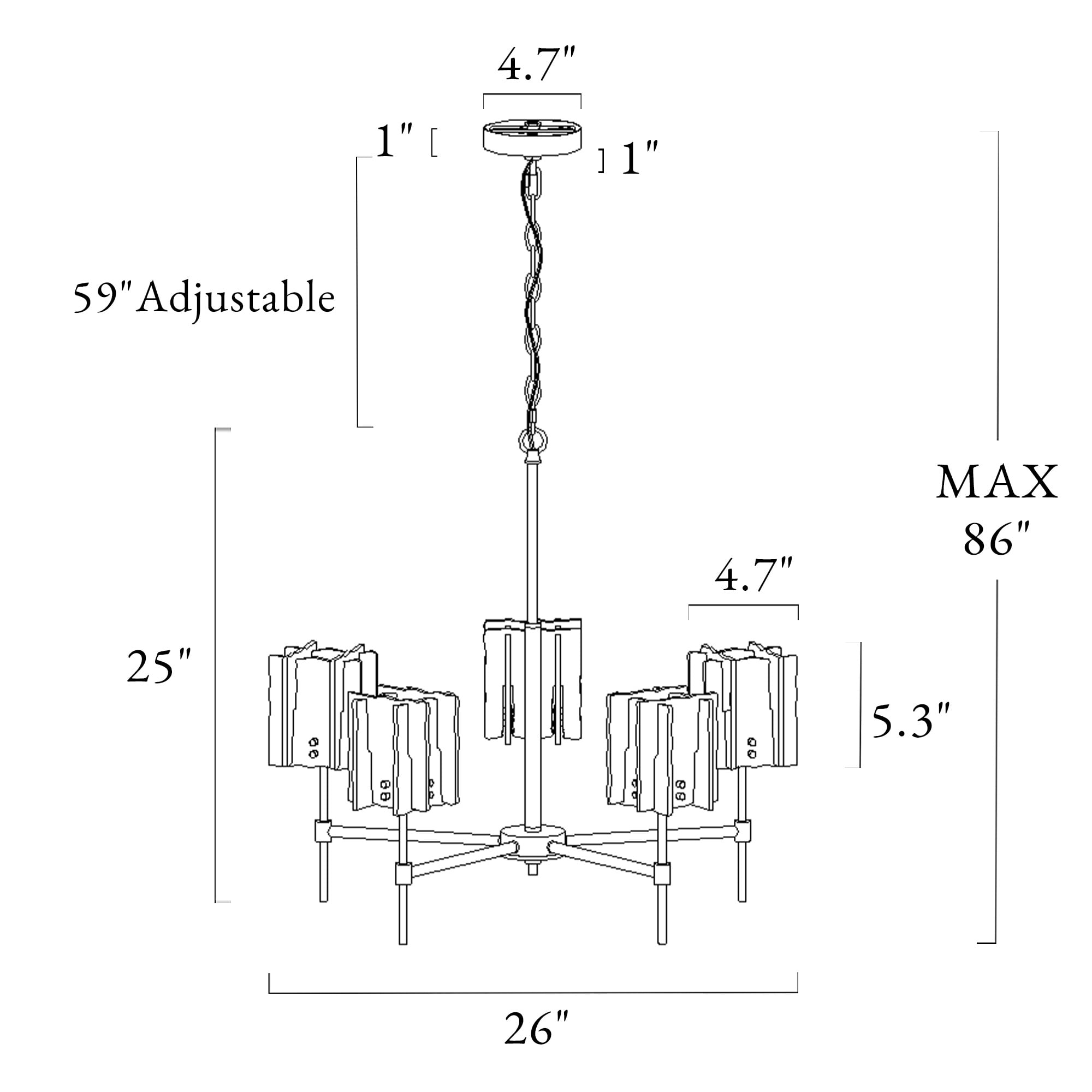 LNC Tucana 5-Light Matte Black Modern/Contemporary Led Crystal Chandelier