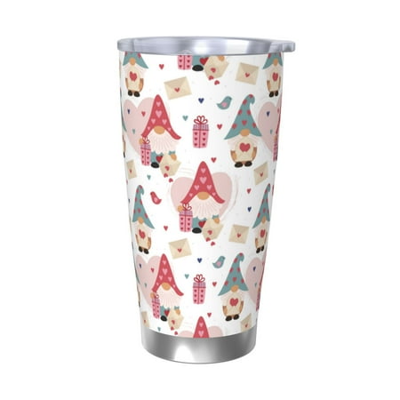 

Cauagu Gnome With Love Letter Pattern 20oz Tumbler Stainless Steel Vacuum Insulated Tumbler with Lid Insulated Coffee Mug Thermal Cup with Splash Proof Sliding Lid-Without Straw