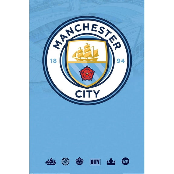 Manchester City - Sport Poster (Premier League Club Logo) (Size: 24" x 36")