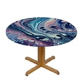 thumbnail image 3 of PIKWEEK  Fitted Round Tablecloth with Elastic Edge Wipe Clean Pink Blue Abstract Marble Table Cloth for Outdoor/Indoor Use, 3 of 7