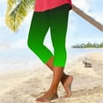 thumbnail image 2 of Summer Capris Pants for Women Athletic Tight Tie-Dying Print Elastic Waist Trousers Lightweight Workout Slimming Bottoms, Green, M, 2 of 6