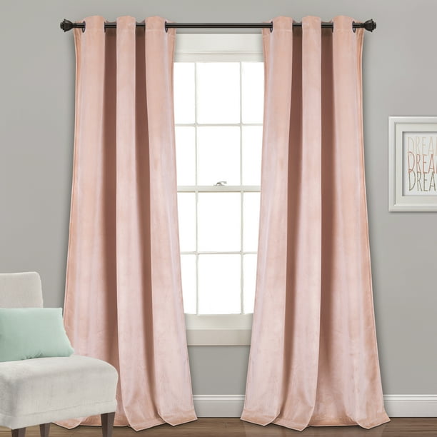 Lush Decor Prima Velvet Soft Solid Color Room Darkening Metal Grommets Window Curtain Panel For Living And Bedroom Blush 84 L X 38 W Set Of 2 Com Lush Decor Prima Velvet Soft Solid, Blush Colored Curtains