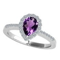 thumbnail image 4 of Rings for Women 1.46 Carat Diamond and Pear Shaped Amethyst Ring prong 10K White Gold, 4 of 5