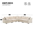 thumbnail image 6 of 106" Convertible L Shaped Sectional Sofa,Corduroy Corner Couch with Armrest Storage,Cup Holders,USB Charger,Irregular Corner,Oversized Comfy Modular Sofa for Living Room,Apartment (Beige), 6 of 10