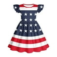 thumbnail image 6 of MKOSPLRT American Flag Dress Girl 4th of July Patriotic Shirt USA Stars Stripes Dresses Fly Sleeve Crewneck A Line Dresses 3-12 Years, 6 of 6