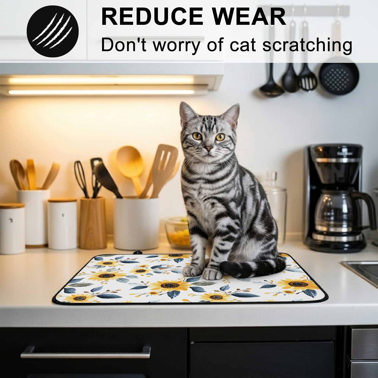 Sunflower Stove Top Cover for Electric Stove, Heat-proof & Non Slip Glass Top Stove Cover Protector, Spring Floral Vintage Summer Botanical Kitchen Flat Cooktop Rubber Mat 24x21 Inches