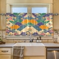 thumbnail image 2 of Yayeee Kitchen Curtains Tier Set of 2 Light Filtering 57"x36" Over Sink Window Panels, Beige Floral Wave, 2 of 7