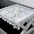 thumbnail image 4 of Luckyn Vintage Square Tablecloth Doily Cotton Lace Crochet Floral Table Cloth Cover,White, 4 of 9
