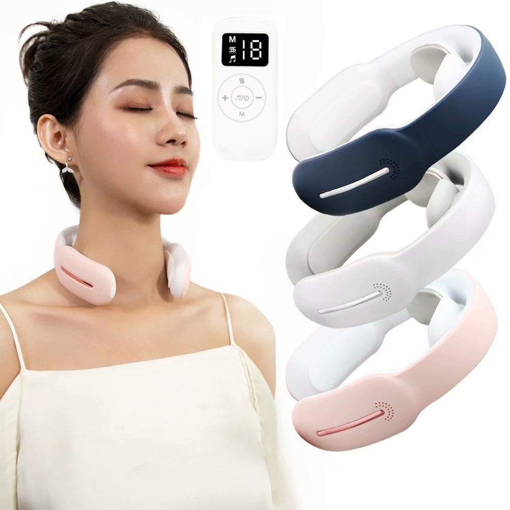 Smart Neck Massager, Intelligent Electric Pulse Neck Massager with Heat