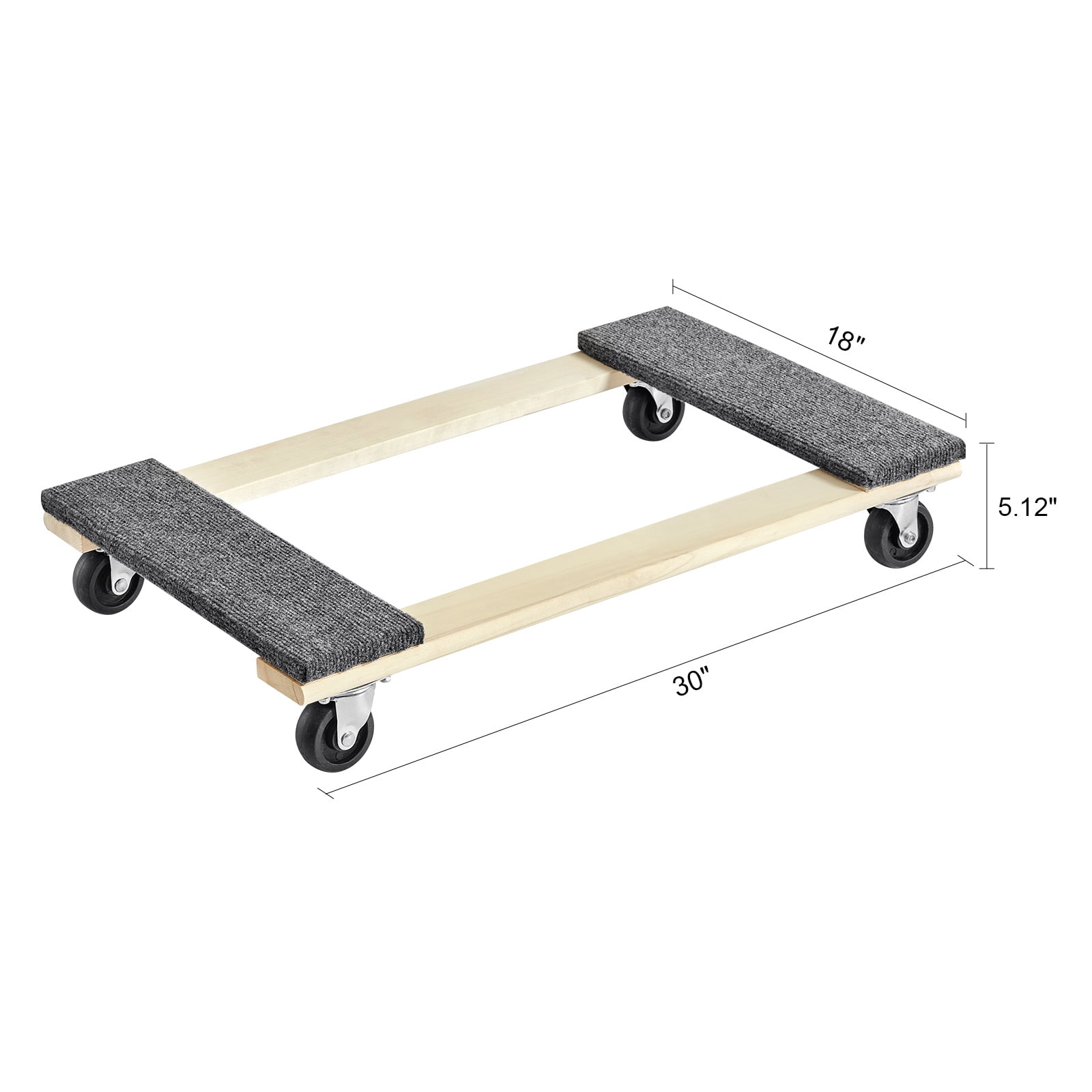 VEVOR Furniture Dolly Moving Dolly Caster 1000 lb Capacity 4 Rolling Wheels Wood