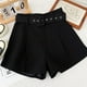 thumbnail image 5 of Qarigey Pantalones cortos casuales Ropa de mujer Pantalones sueltos Lavable Estilo simple Diseño elegante Ajustable Pierna ancha Traje de dama Prendas para la parte inferior del cuerpo Negro L, 5 of 6