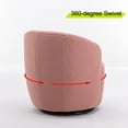 thumbnail image 4 of PORKISS Swivel Accent Chair, Armchair with Teddy Fabric, Barrel Chair with Black Powder Coating Metal Ring for Living Room, Bedroom, Light Pink, 4 of 8