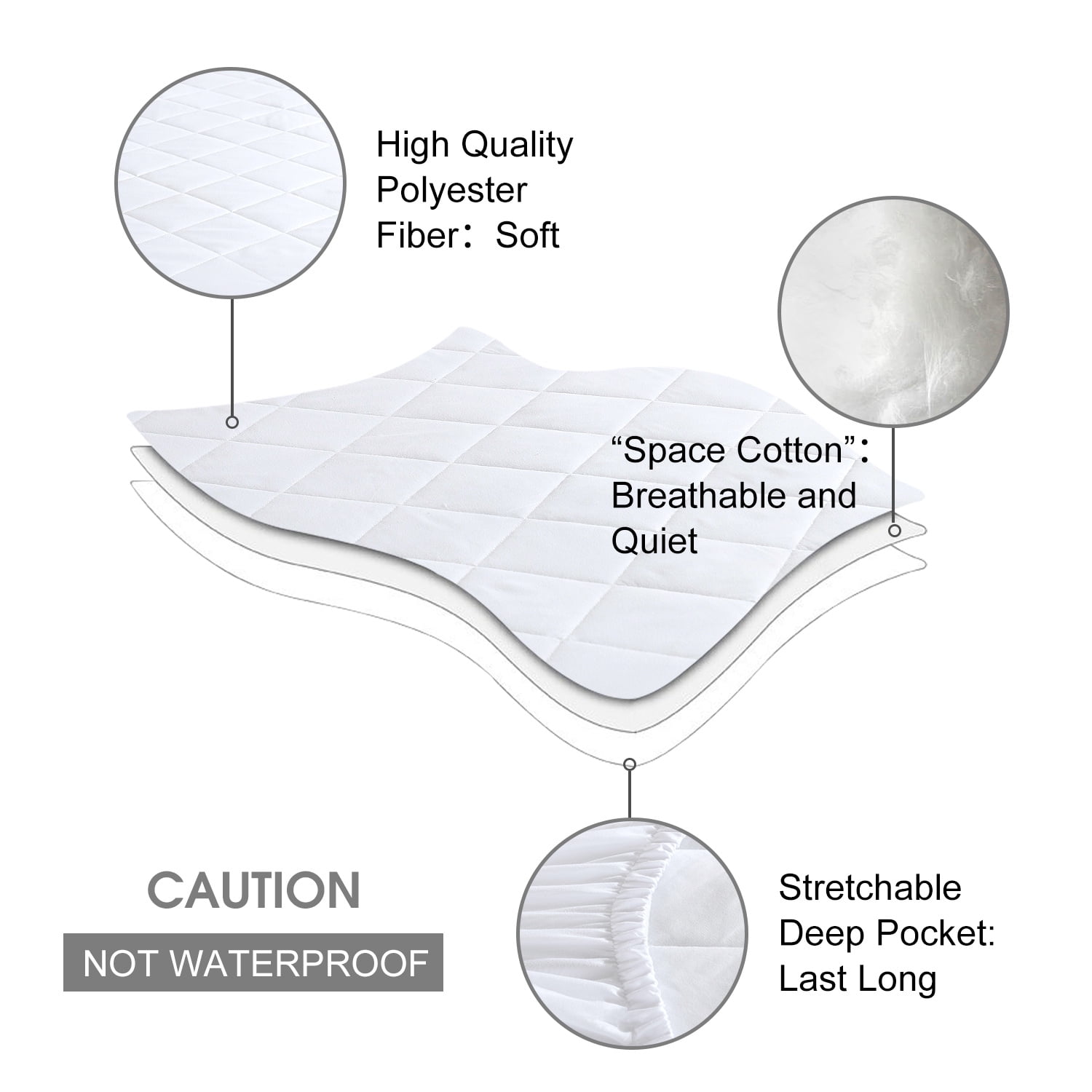 JML King Mattress Pad , 16" Deep Pocket Mattress Cover, Soft Quilted Mattress Protector