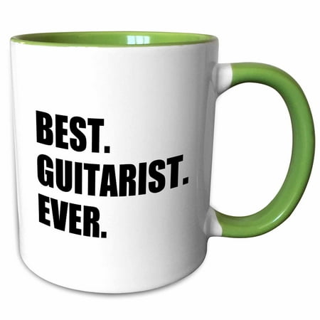 3dRose Best Guitarist Ever - fun gift for talented guitar players, black text - Two Tone Green Mug,