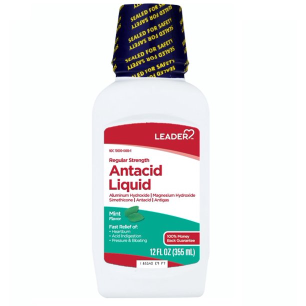 Leader Regular Strength Antacid Liquid, Mint Flavor, 12 fl oz Walmart