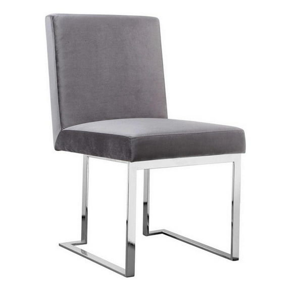 Boly Side Dining Chair Set of 2- Cantilever Base- Gray and Silver