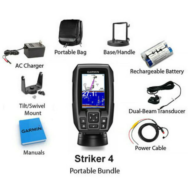 Garmin Striker 4 Portable Bundle, 3.5 CHIRP Fish finder with and Portable Kit - Walmart.com