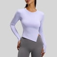 thumbnail image 4 of Womens Tops Long Sleeved Slit Sports Fitness Yoga Slim Suit Top,Tops for Women Purple L, 4 of 6