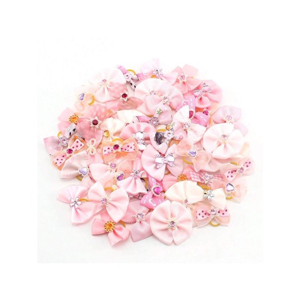 10pcs/set Random Mixed Colorful Bowknot Decor Small Dog Hair Accessories