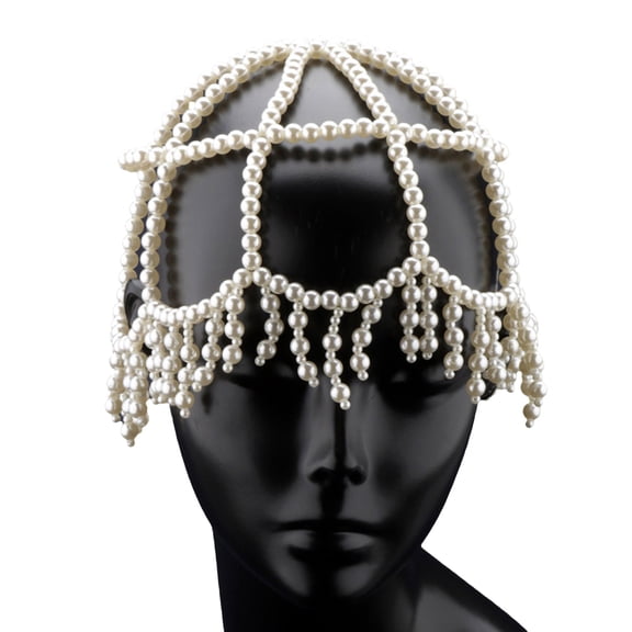 Elegant Pearls Beaded Hat Wedding Headwear Handmade Pearla Embroidered Hat for Weddings & Special Event