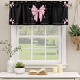 thumbnail image 2 of 2 Pack Valances for Window, Valentine's Day Short Curtains for Kitchen Bedroom Living Room, Pink Bowknot Ribbon on Black Mother's Day Rod Pocket Small Window Treatment Valance Drapes 60 x 18 Inch, 2 of 8