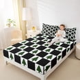 thumbnail image 4 of Feelyou Cartoon Xmas Tree Bed Sheets for Kid, Merry Christmas King Sheets, Black White Plaid Buffalo Sheet Set, Super Cozy Room Decor, 4-Piece, 4 of 7
