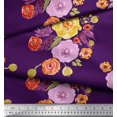 thumbnail image 2 of Soimoi Purple Rayon Fabric Leaves & Floral Print Sewing Fabric BTY 42 Inch Wide, 2 of 3