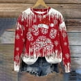 thumbnail image 4 of Women's Red Christmas Oversized Pullover Sweatshirt Holiday Xmas Sweater Top Funny Graphic Print Shirt, 4 of 6