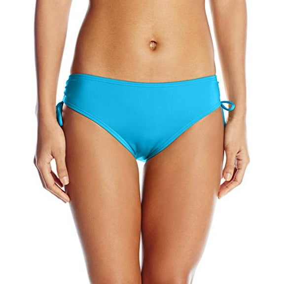 Calvin Klein Women's Side Shirred Hipster Bikini Bottom (Cyan, Small)