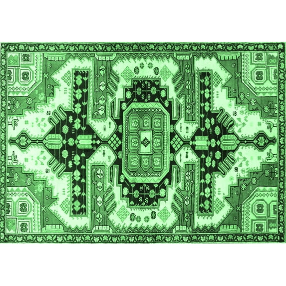 Ahgly Company Indoor Rectangle Persian Emerald Green Traditional Area Rugs, 8' x 12'