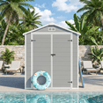 thumbnail image 2 of Dateyes 6x4 FT Resin Storage Shed with Floor, Outdoor Plastic Tool Shed with Double Lockable Doors & Window, Heavy Duty Weatherproof Outdoor Shed for Patio, Backyard, Garden, Gray, 2 of 11