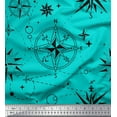 thumbnail image 1 of Soimoi Green polyester Crepe Fabric Direction Compass Nautical Print Fabric by the Yard 52 Inch Wide, 1 of 5