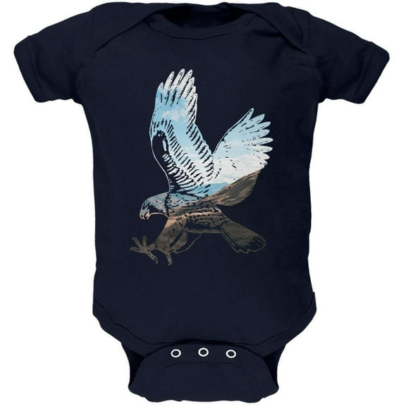 4th of July Eagle Freedom America USA Soft Baby One Piece Navy 9-12 M
