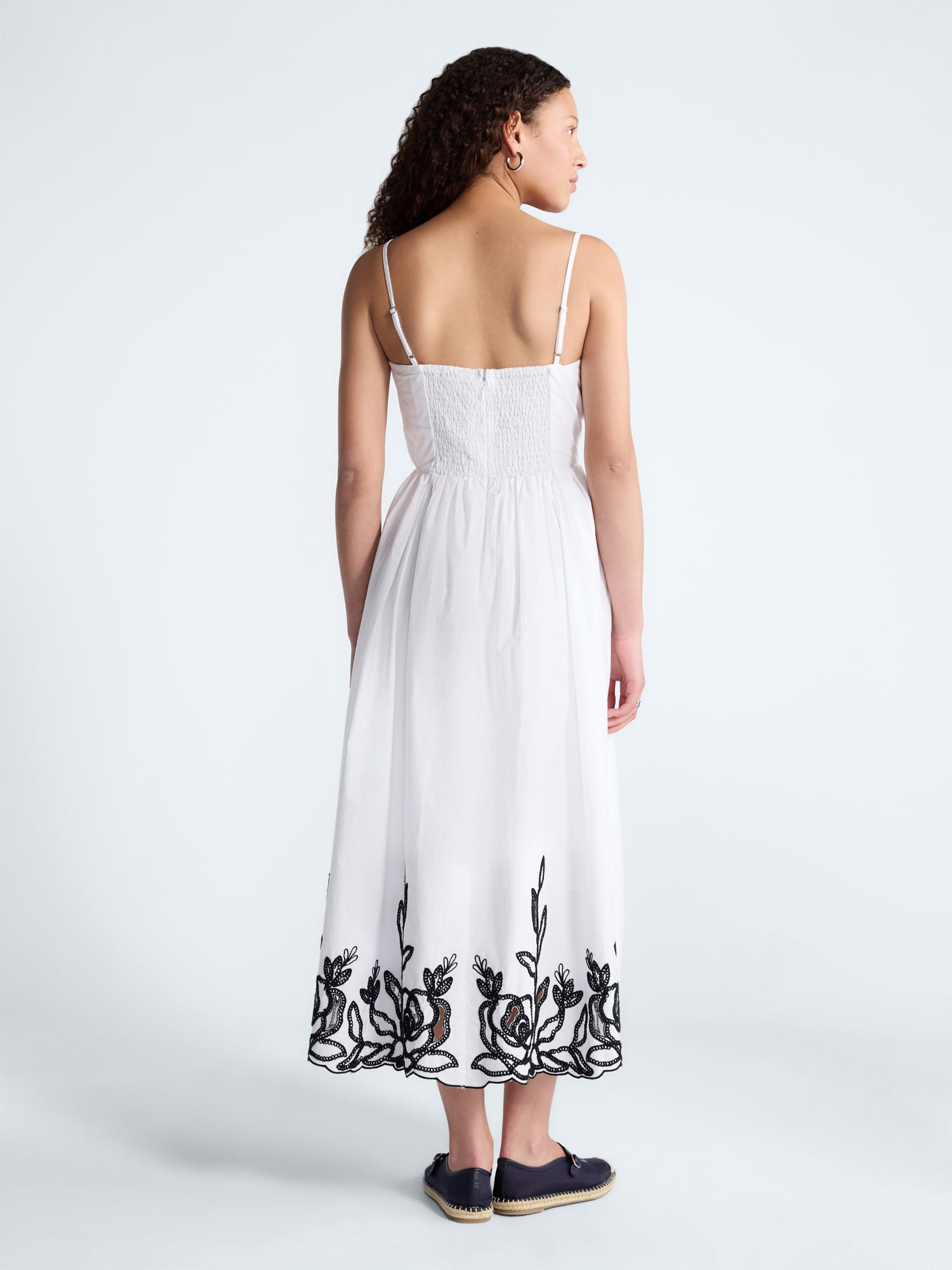 Free Assembly Women's and Women's Plus Embroidered Cotton Midi Dress, Sizes XS-4X