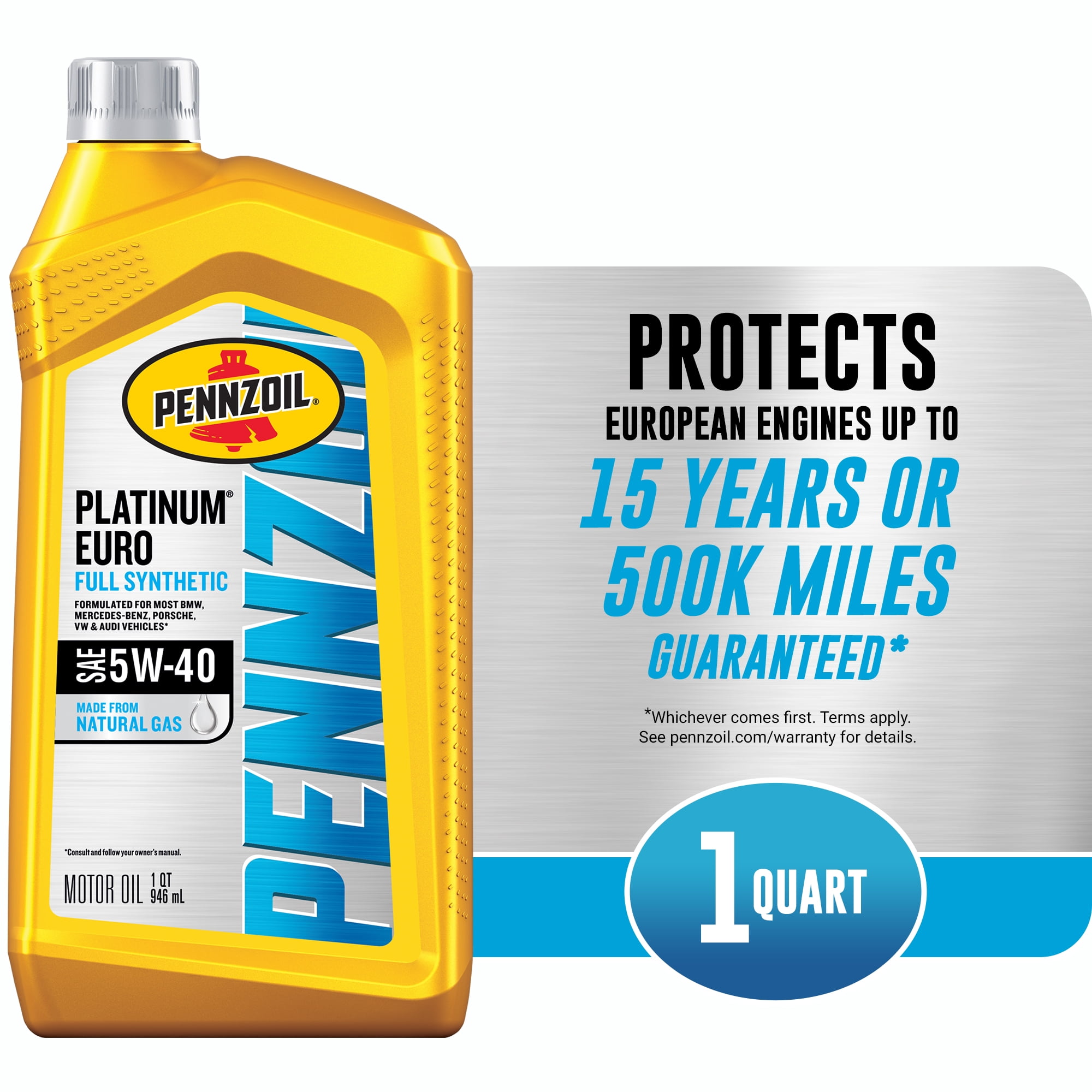 Pennzoil Platinum Euro Full Synthetic 5W40 Motor Oil, 1 Quart